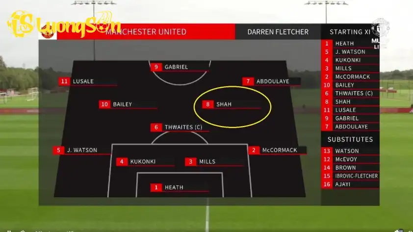 Shah đá chính cho U18 MU. (Ảnh: Nền tảng X)