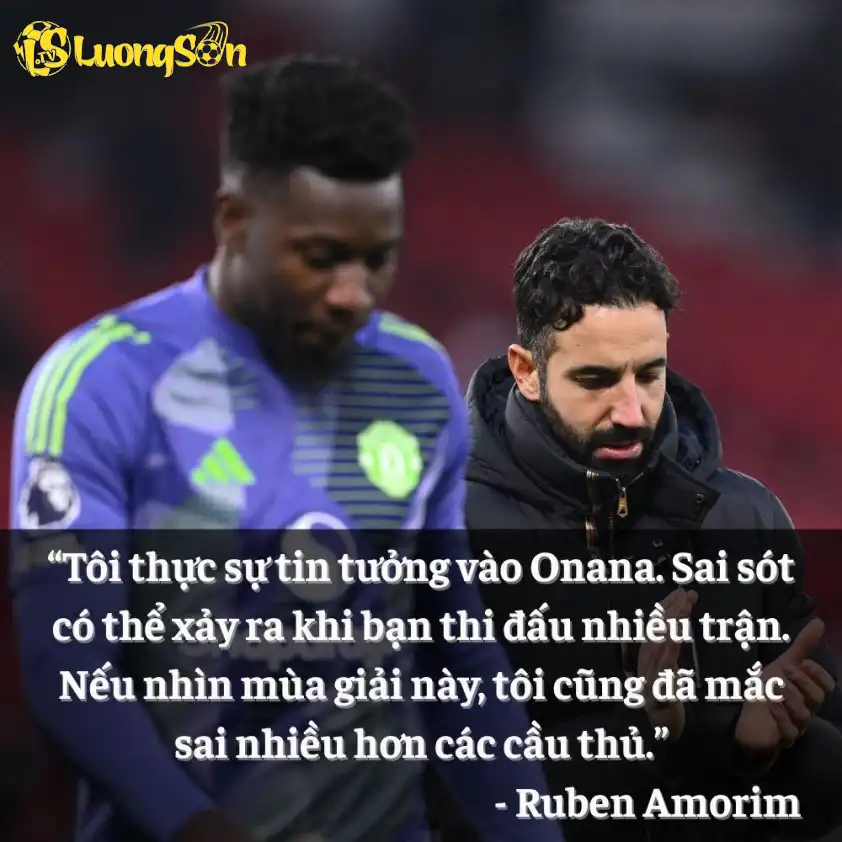 HLV Amorim từng bảo vệ Onana tại Man Utd khi thủ thành này mắc sai lầm. HLV Amorim từng bảo vệ Onana tại Man Utd khi thủ thành này mắc sai lầm.